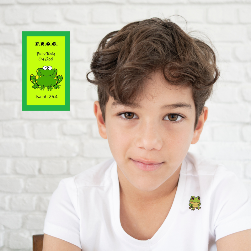 Fully Rely On God F.R.O.G. Wallet Card With Frog Lapel Pin Gift Set