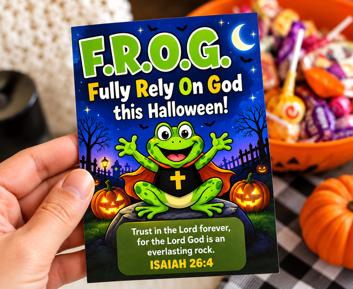 Christian Halloween Bundle Fully rely on God Bracelets with Gospel Tracts trunk or treat handouts