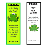 100 F.R.O.G. Christian Bookmarks – Fully Rely On God for Kids