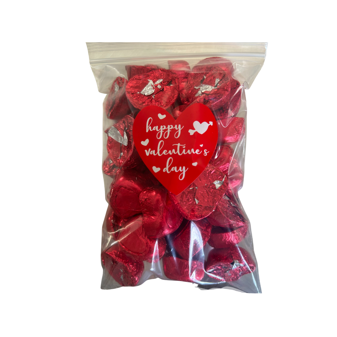 40 Count Valentine Milk Chocolate Hearts, Happy Valentine's Day, Individually Wrapped Party Candy 1.25”