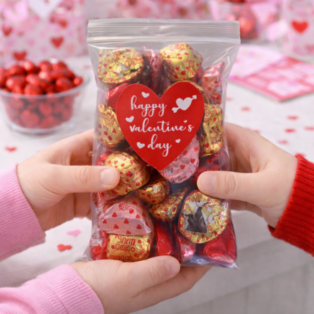 30 Count Valentine Milk Chocolate Hearts & Lips Foil Wrapped Party Candy
