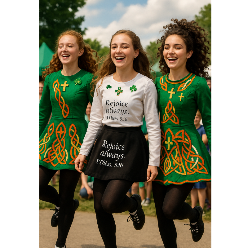 Irish Festival Girl Wearing Shamrock pin