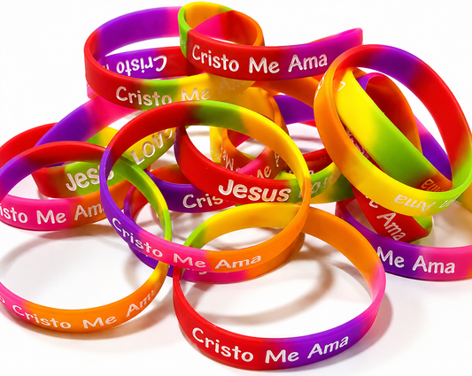 Bulk Spanish Youth Jesus Loves Me John 3:16 Rubber Silicone Bracelets (100 Count)