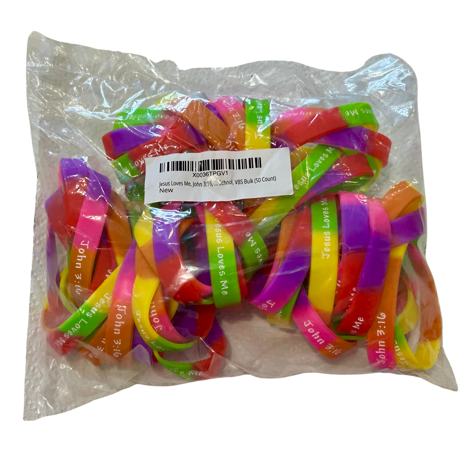 Jesus loves me Rubber Bracelets 50 count