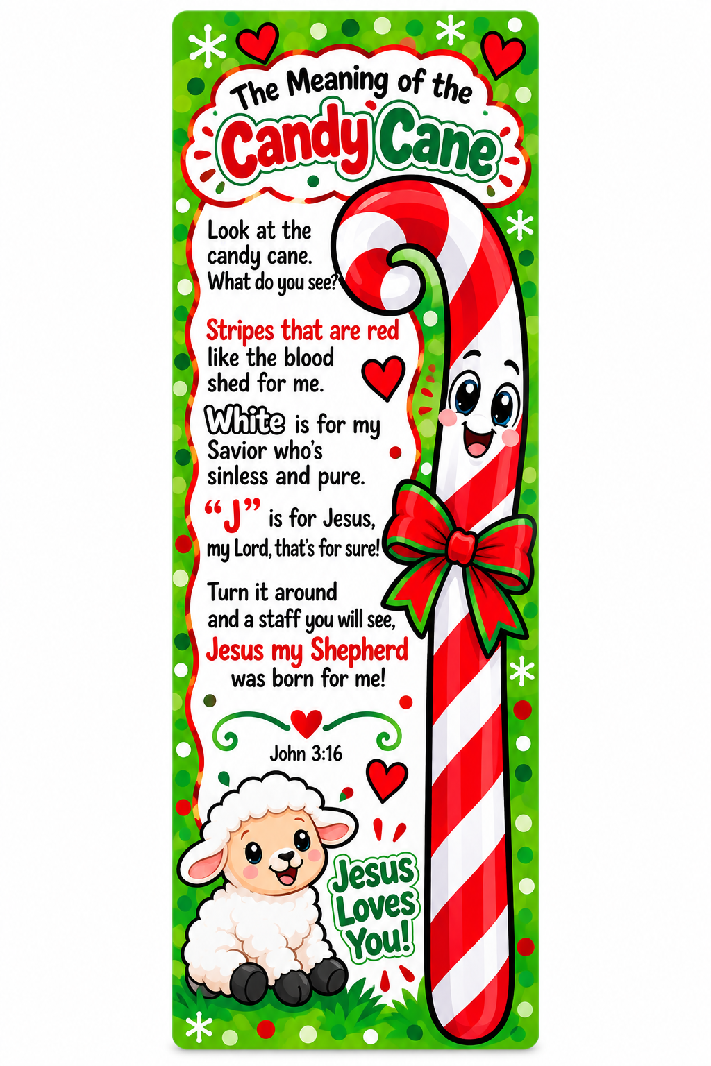 100 Pack Meaning of the Candy Cane Bookmarks for Kids | Bulk Christian Christmas Favors and Sunday School Handouts