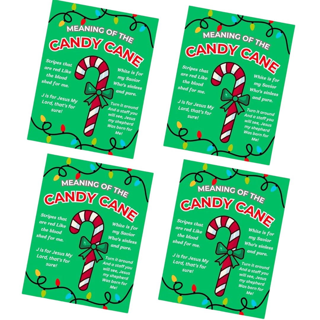 100 Meaning of the Candy Cane Poem Cards – Christian Christmas Glossy Bookmarks