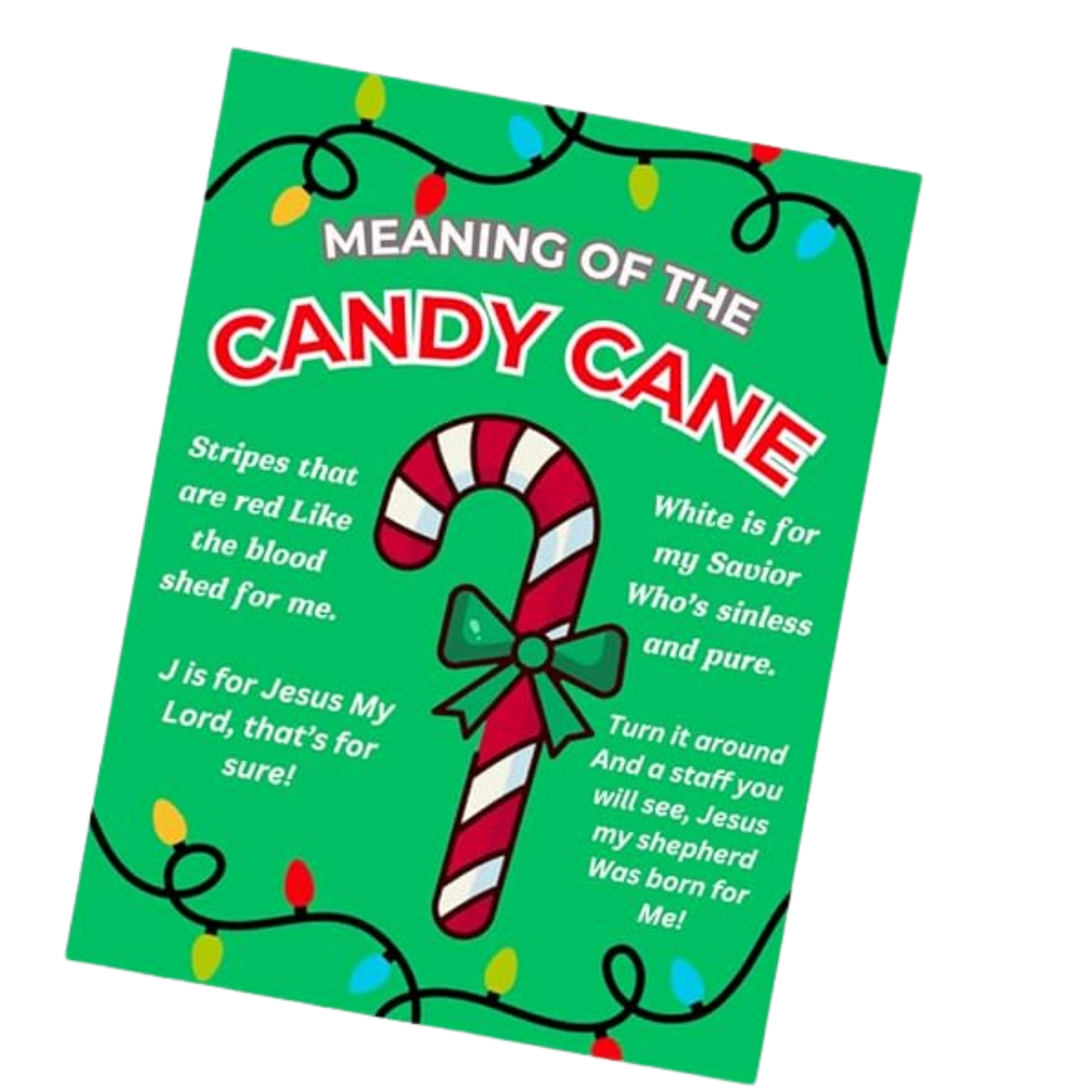 100 Meaning of the Candy Cane Poem Cards – Christian Christmas Glossy Bookmarks