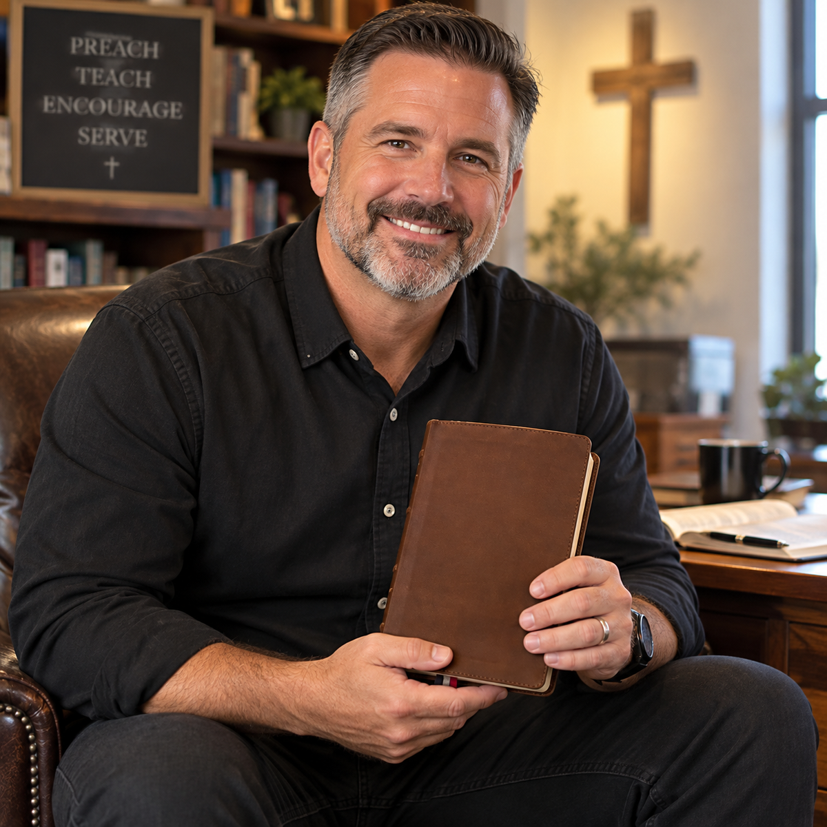 NLT Pastor's Bible with Filament App, Red Letter | Brown Imitation Leather