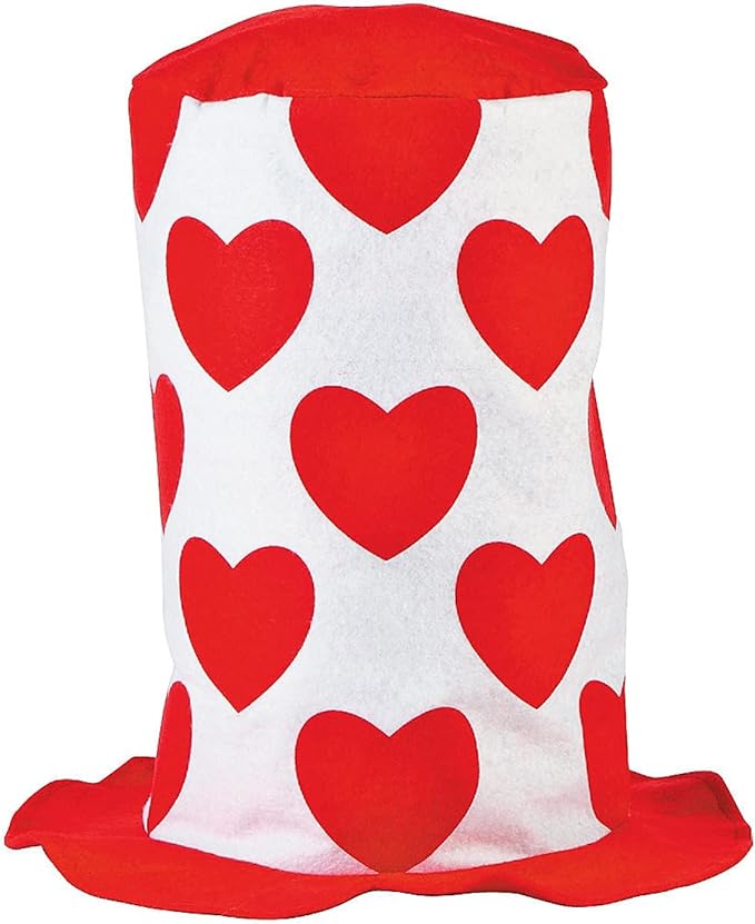 Funny Crazy Valentine's Day Valentine Red Hearts Felt Stovepipe Hat Adult and Kids