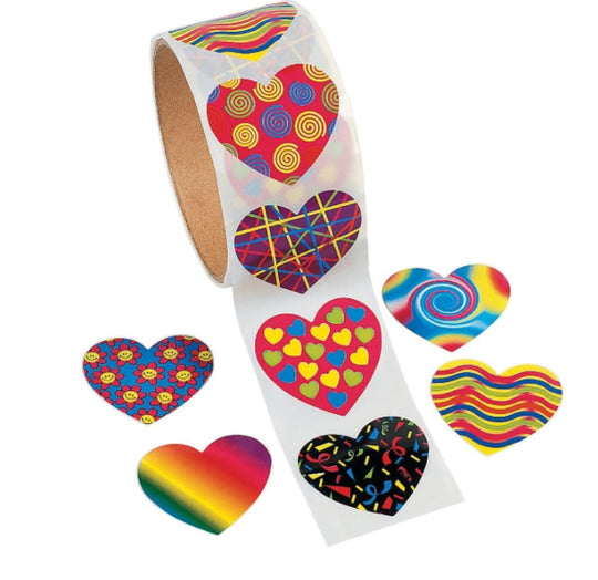 Heart stickers, funky heart stickers, colorful heart stickers