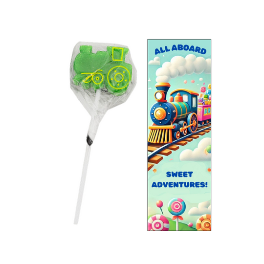 Train Party Supplies Lollipops Suckers with Bookmarks (12 Sets)