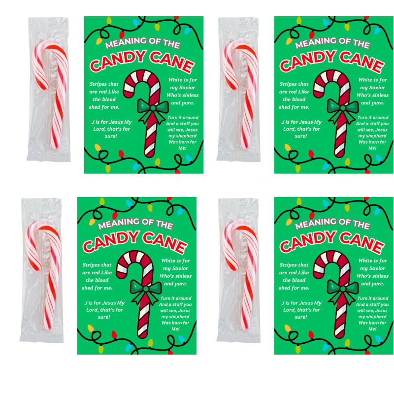 Meaning of The Candy Cane Christmas Poem Card Bookmarks with Mini Candy Canes Favors Bulk 50 Count