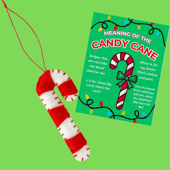 Set of 4, Meaning Of The Candy Cane Poem Card with Felt Ornament, Air Freshener For Home or Car, Peppermint Scented