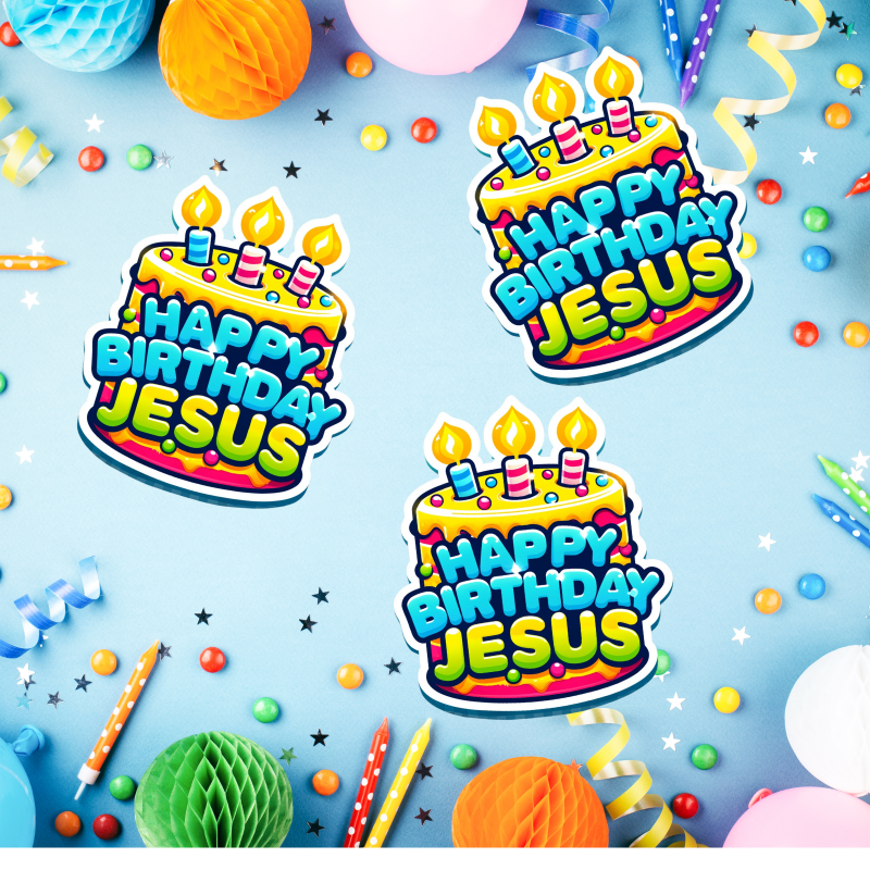 set of 50 happy birthday Jesus tattoos