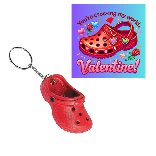  Valentine's Day Clog Shoe Keychains With Cards