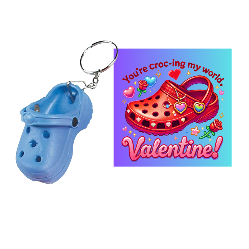  Valentine's Day Clog Shoe Keychains With Cards