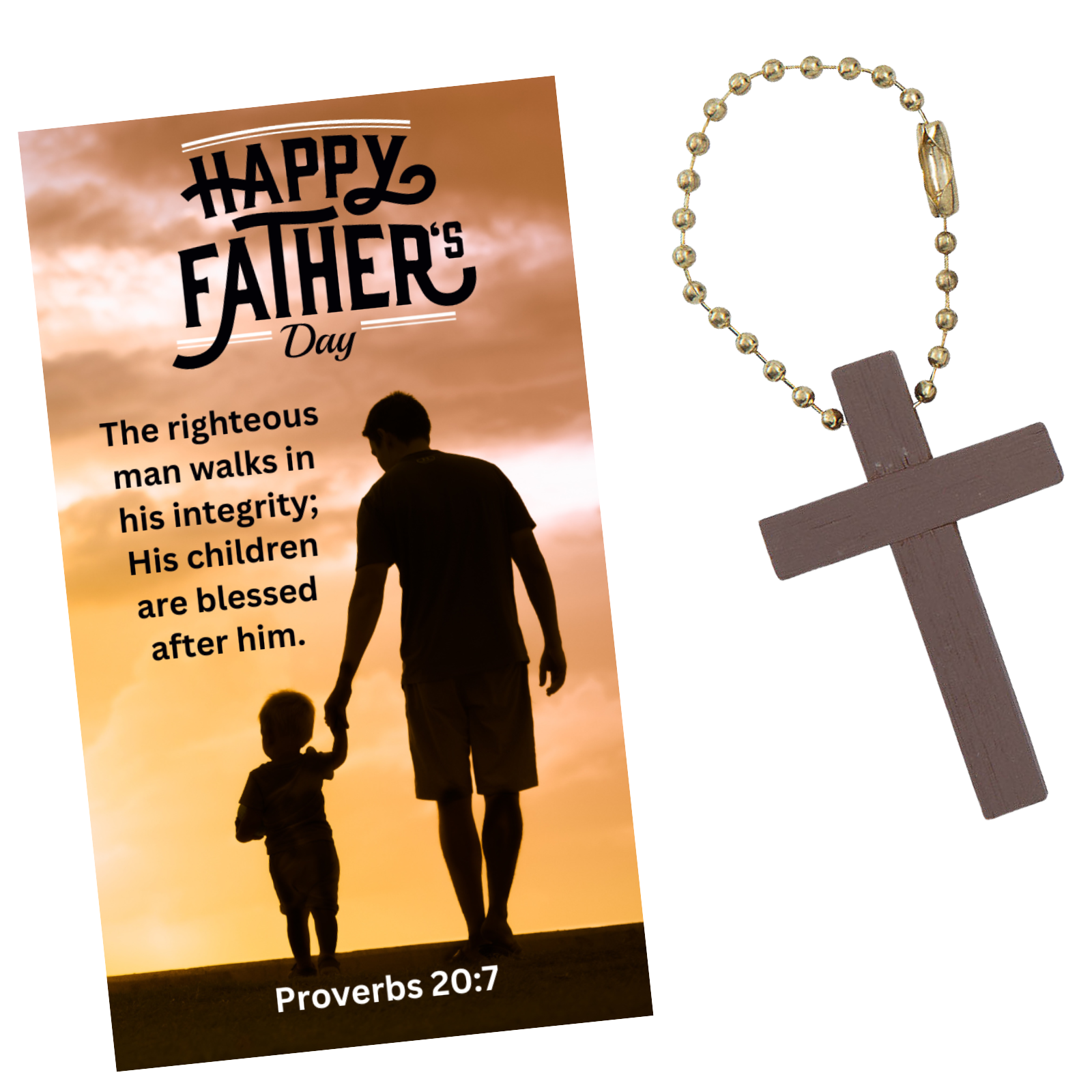 Set of 12 Happy Fathers Day Man of God Wooden Cross Keychains With Bible Verse Pocket Cards Father's Day Gifts For Church Men