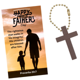 Set of 12 Happy Fathers Day Man of God Wooden Cross Keychains With Bible Verse Pocket Cards Father's Day Gifts For Church Men