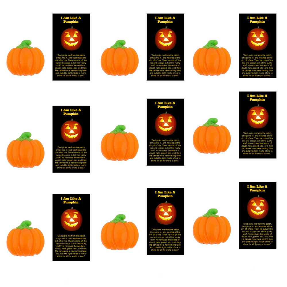 38 Sets of Christian I am like a Pumpkin Mini Pocket Prayer Wallet Cards With Pumpkin-Shaped Gummy Candy - Halloween Candy