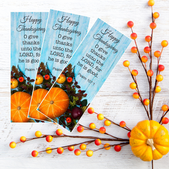 100 Bulk Count of Happy Thanksgiving Give Thanks Bookmarks - Card Inserts