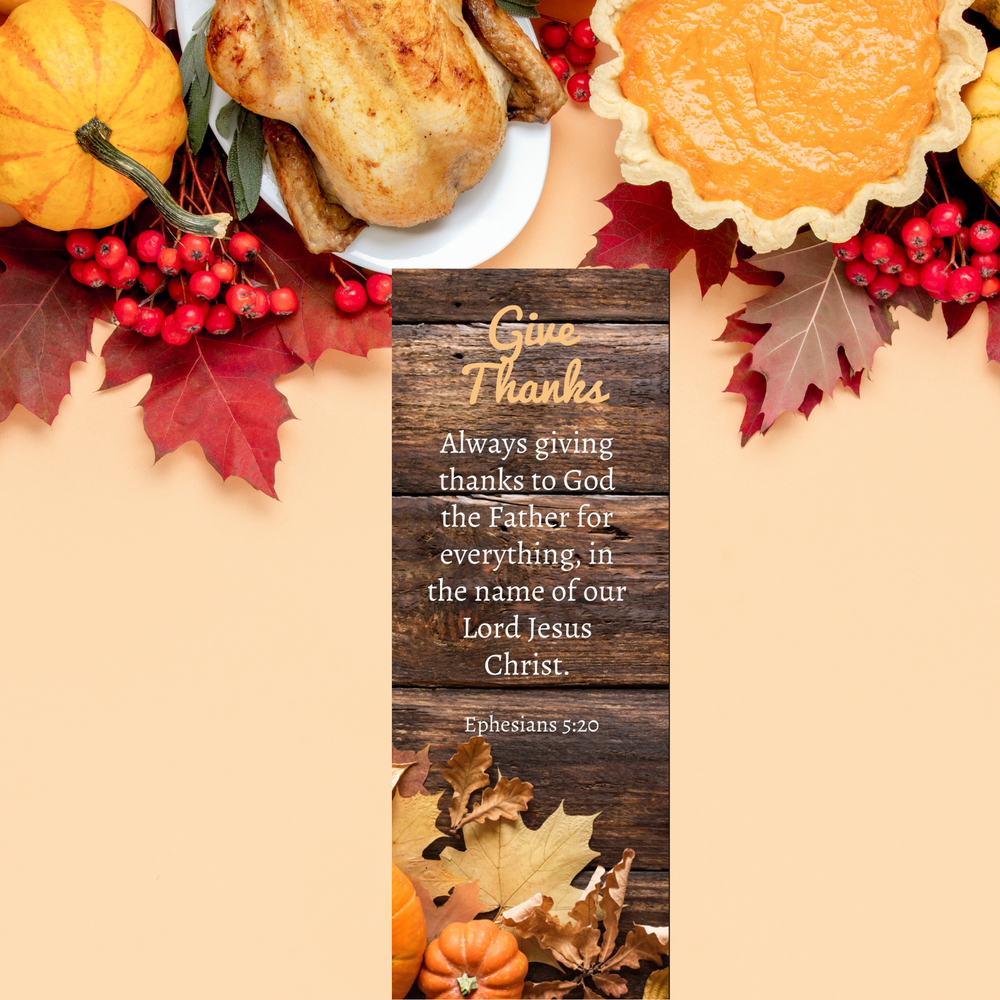 Give Thanks Ephesians 5:20 Thanksgiving Cards Bookmarks (100 Count) Gratitude Reminders