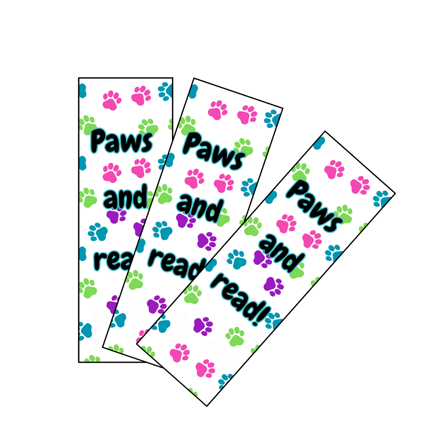 100 Bulk Count of Paws and Read Encourage Reading Bookmarks for Kids