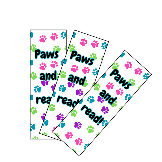 100 Bulk Count of Paws and Read Encourage Reading Bookmarks for Kids
