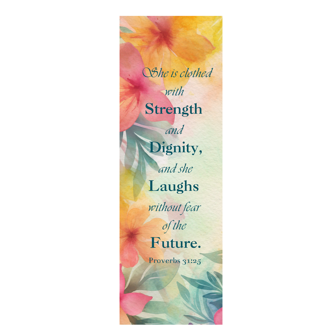 Bulk 100 Count She is Clothed with Strength and Dignity Religious Christian Inspirational Bookmarks for Women Bible Verse Proverbs 31 25