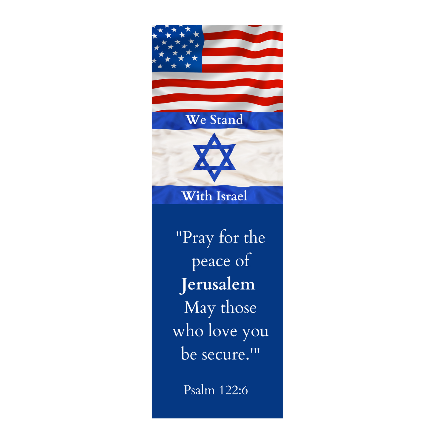 100 Bulk Count - We Stand with Israel - Pray for The Peace of Jerusalem - Bookmarks - Page Markers - American Flag with The Israel Flag - Premium - Made in USA - for Prayer Warriors