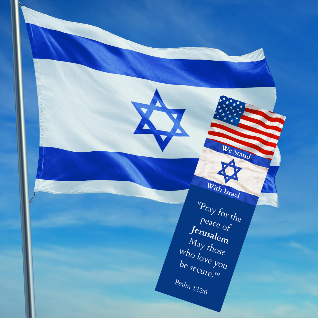 100 Bulk Count - We Stand with Israel - Pray for The Peace of Jerusalem - Bookmarks - Page Markers - American Flag with The Israel Flag - Premium - Made in USA - for Prayer Warriors