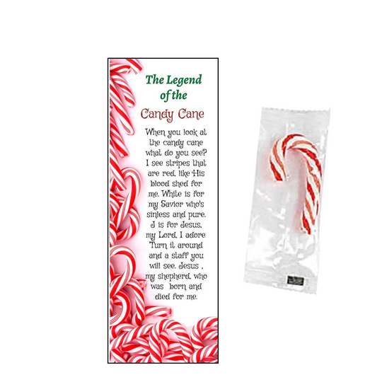 Legend Of The Candy Cane Christmas Bookmarks with Mini Candy Canes (100 Sets)
