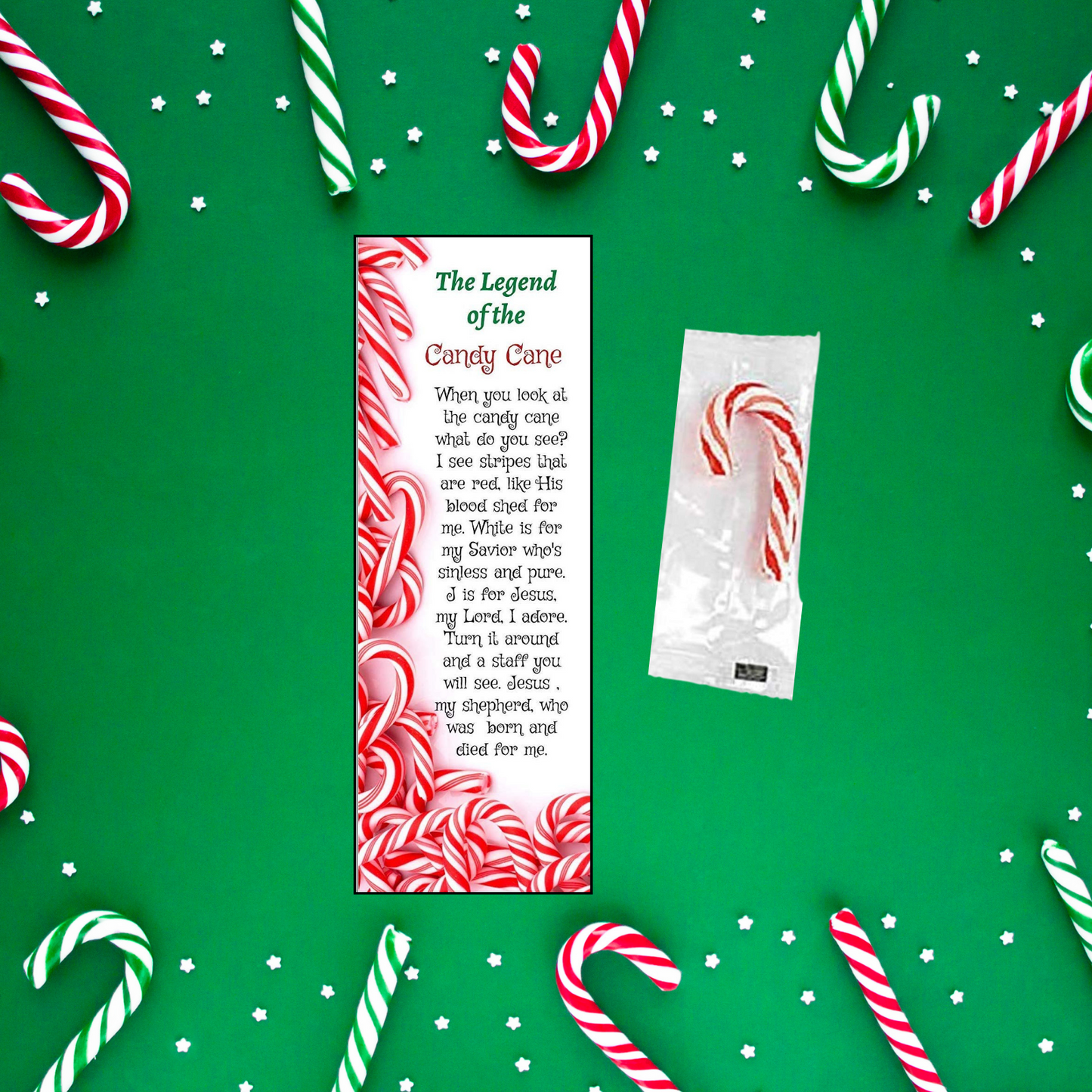 Legend Of The Candy Cane Christmas Bookmarks with Mini Candy Canes (100 Sets)