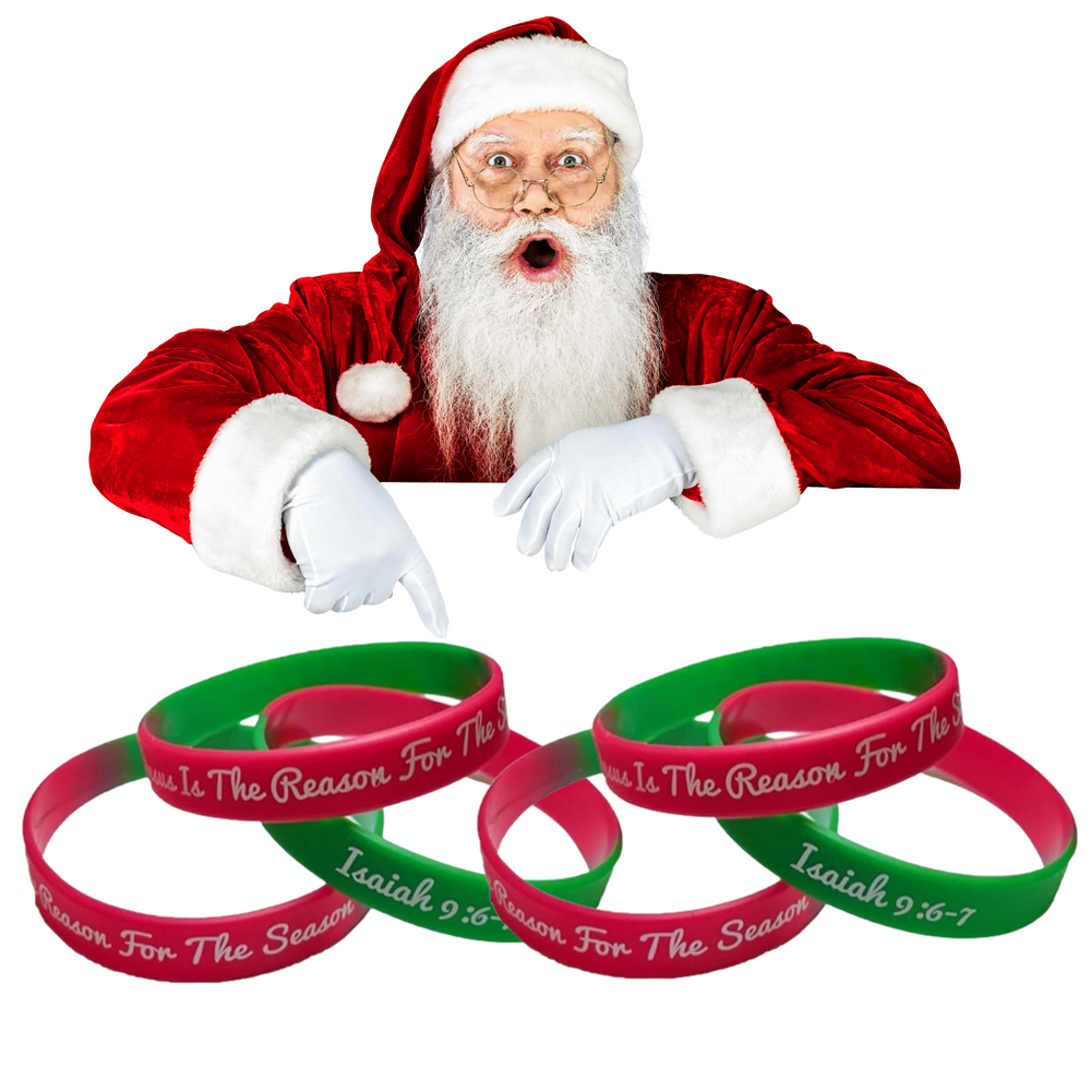 100 Bulk Count of Jesus Is The Reason For The Season Silicone Bracelets Wristbands  Isaiah 9:6-7