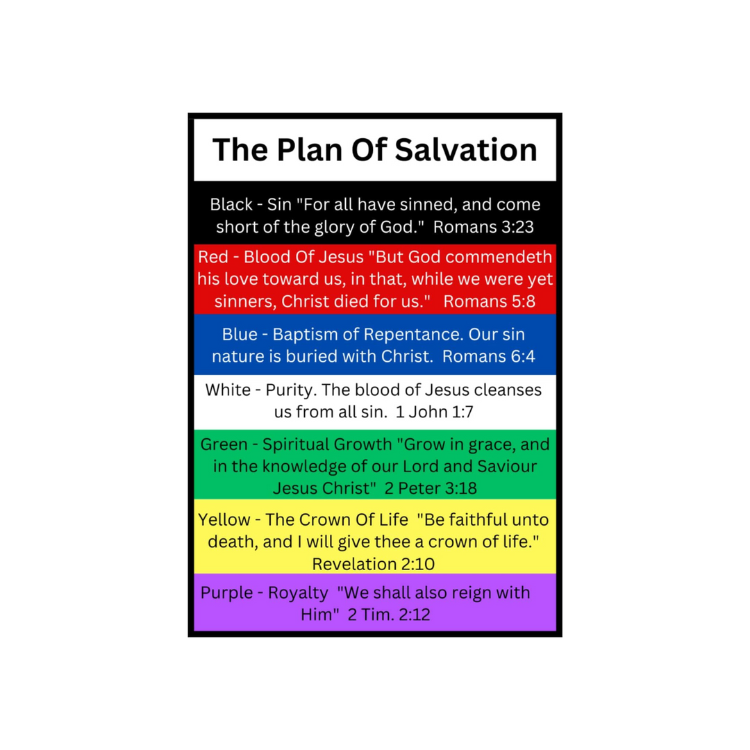 100 Bulk Count of Plan of Salvation Prayer Pocket Cards Gospel Tracts Using 7 Colors of Salvation