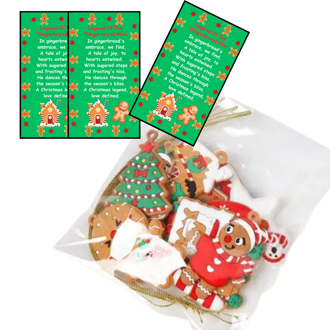 24 Sets of Gingerbread Man Christmas Hanging Ornaments - Christmas Decorations for Tree with Legend of The Gingerbread Man Holiday Cards