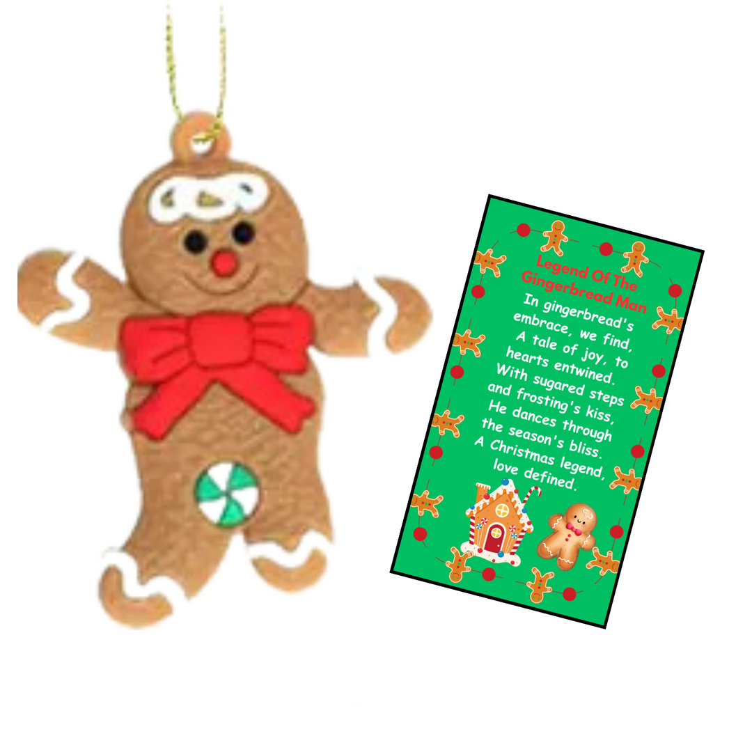 24 Sets of Gingerbread Man Christmas Hanging Ornaments - Christmas Decorations for Tree with Legend of The Gingerbread Man Holiday Cards