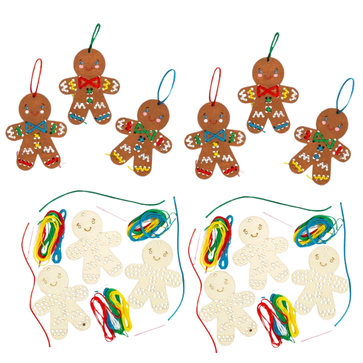 Bulk 24 Count of DIY Unfinished Wood Gingerbread Cross Stitch Kits