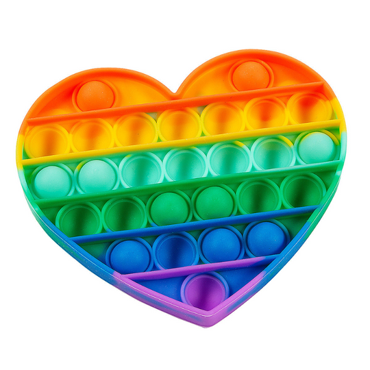 Rainbow Heart Fidget Poppers Push Popper Bubble Sensory Toy Bulk 6 Count For Classrooms
