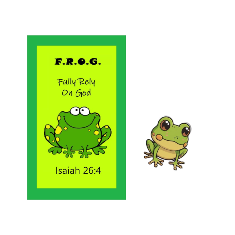 Fully Rely On God F.R.O.G. Wallet Card With Frog Lapel Pin Gift Set