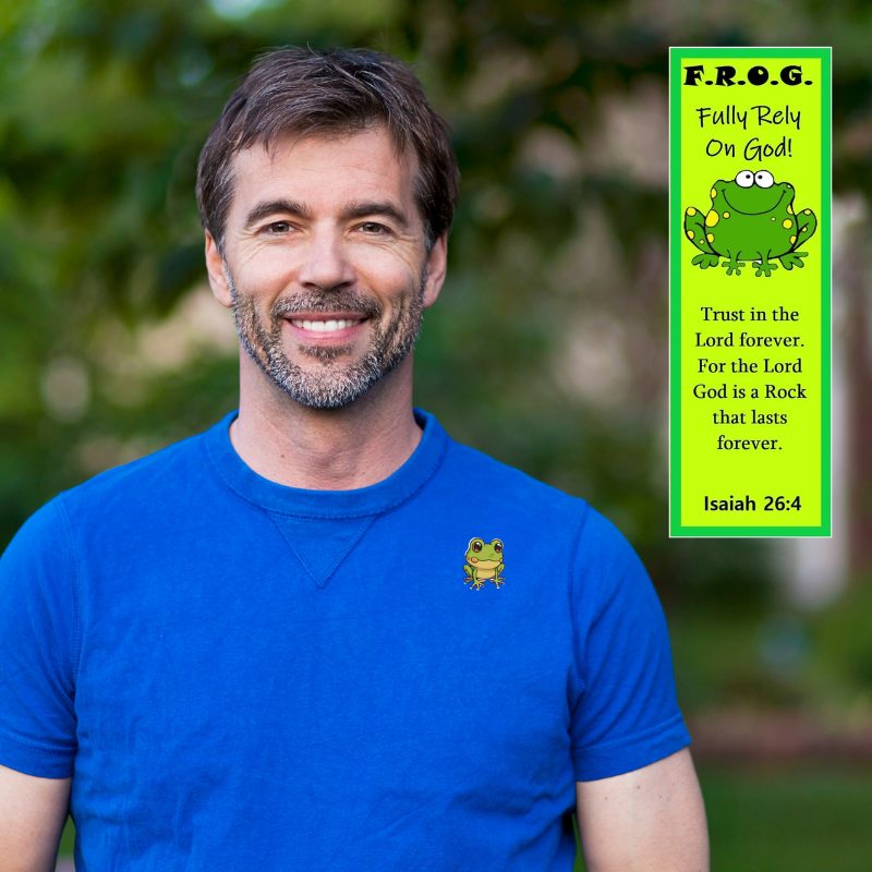 Fully Rely On God F.R.O.G. Bookmark With Frog Lapel Pin Gift Set