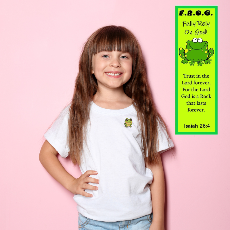 Fully Rely On God F.R.O.G. Bookmark With Frog Lapel Pin Gift Set