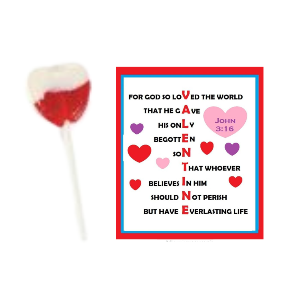 32-count Christian Valentine exchange card and lollipop set