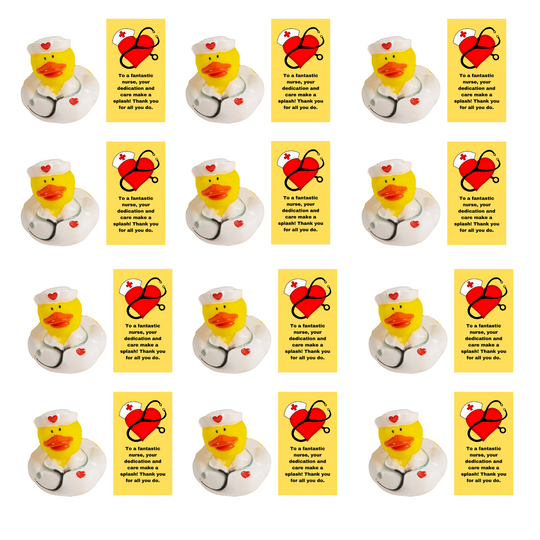 Set of 12 Nurse Duck With To A Fantastic Nurse Rubber Ducky - Unique Gifts for Nurses, Doctor, Dentist, Dental Hygienist