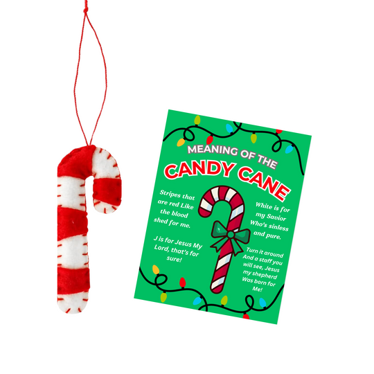 Set of 4, Meaning Of The Candy Cane Poem Card with Felt Ornament, Air Freshener For Home or Car, Peppermint Scented