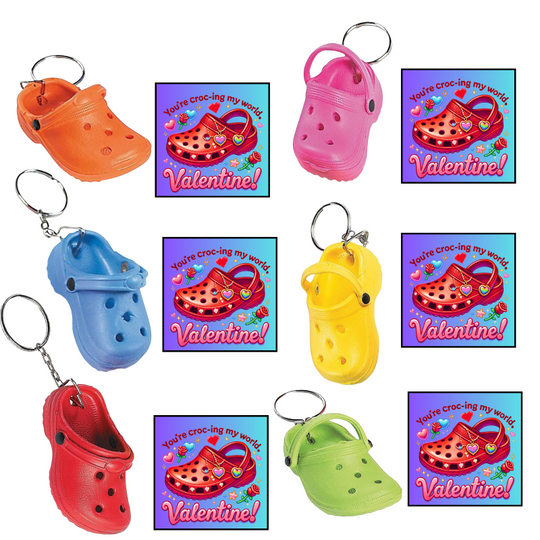  Valentine's Day Clog Shoe Keychains With Cards