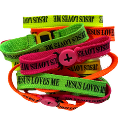 72 Bulk Count of Nylon “Jesus Loves Me” Friendship Bracelets For Churches Sunday School VBS Vacation Bible School