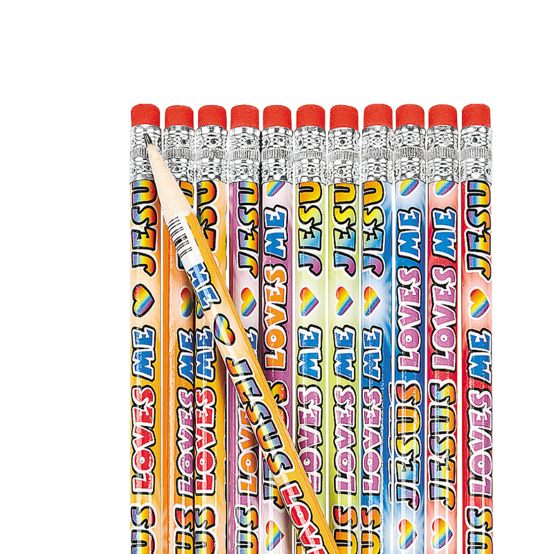 24 Count of Jesus Loves Me Religious Christian Pencils for Kids and Adults - Religious Party Favors - Vacation Bible School Awards