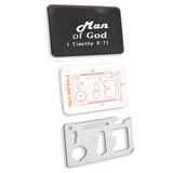 Man Of God Stainless Steel Credit Card Multitool Survival Card Wallet Tool Father's Day Gifts For Church Men In Bulk Christian Men's Ministry Fathers Day Bible Verse 1 Tim 6 11 (10 pack)