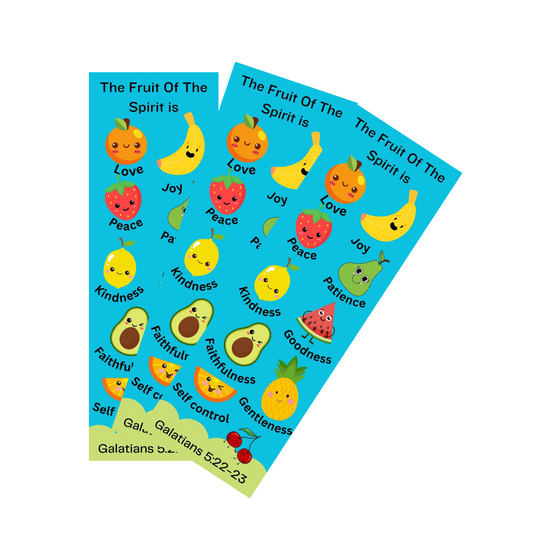 100 Bulk Count of Fruit of The Spirit Bookmarks for Kids - Sunday School - Vacation Bible School - Award Prizes