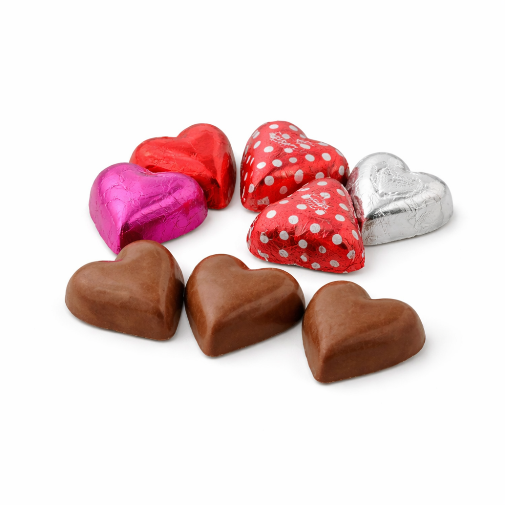 30 Count Valentine Milk Chocolate Hearts & Lips Foil Wrapped Party Candies